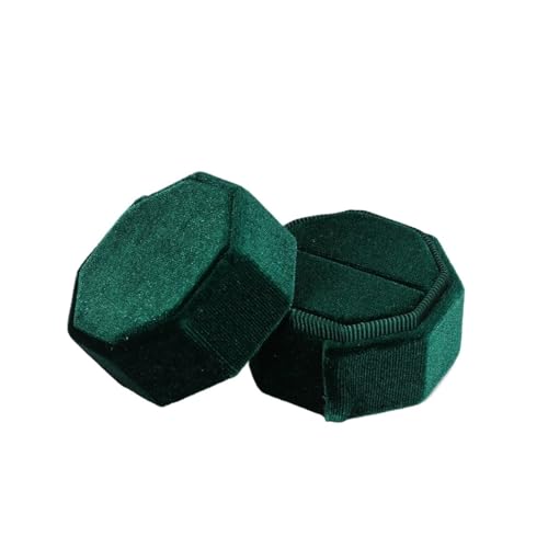DYYEUAVT Hochzeits-Achteck-Quadrat-/Sechseck-Form mit abnehmbarem Deckel, Schmuckschatulle, Doppelring-Aufbewahrungsbox, Ring-Displaybox(S Green) von DYYEUAVT