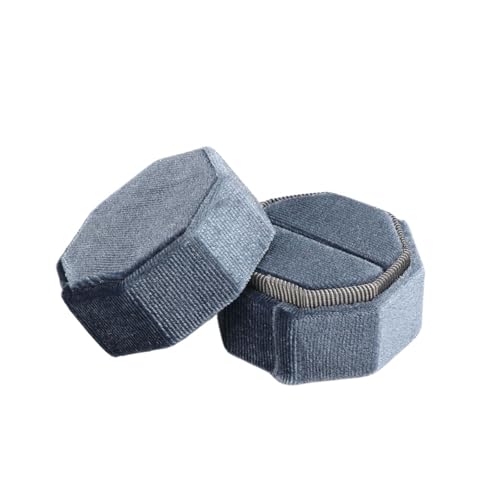 DYYEUAVT Hochzeits-Achteck-Quadrat-/Sechseck-Form mit abnehmbarem Deckel, Schmuckschatulle, Doppelring-Aufbewahrungsbox, Ring-Displaybox(S Grey) von DYYEUAVT