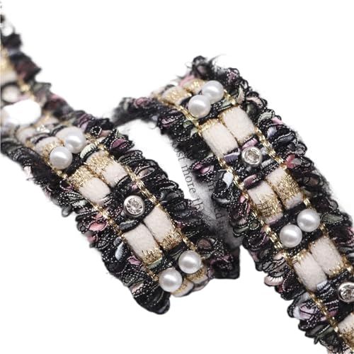 DYYEUAVT Kristall eingelegte Perle Band handgemachte Nagel Perle Spitze Trim DIY Kleidung Haar Zubehör Bogen Material(Color-A) von DYYEUAVT
