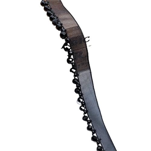 DYYEUAVT Mehrfarbige handgemachte Spitzenbesatz mit Perlen, Netzband, Kristallperlen, Spitzenbesatz, Kleidungskragen, Tasche, DIY-Accessoires(Black) von DYYEUAVT
