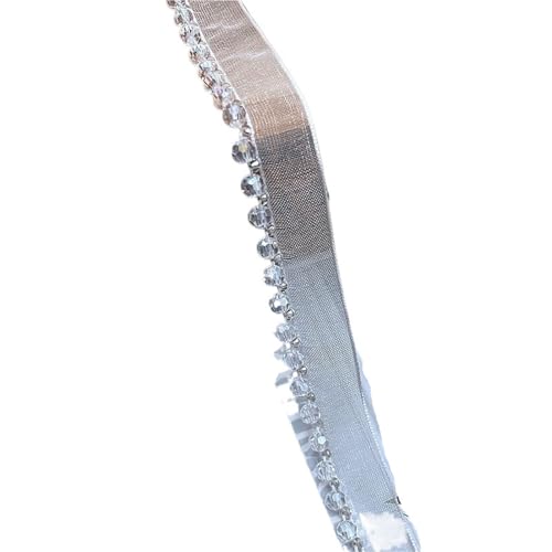 DYYEUAVT Mehrfarbige handgemachte Spitzenbesatz mit Perlen, Netzband, Kristallperlen, Spitzenbesatz, Kleidungskragen, Tasche, DIY-Accessoires(White) von DYYEUAVT