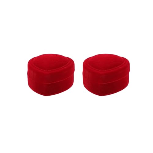 DYYEUAVT Romantische Trauringe Box Rote Herzform Schmuckschatullen Verlobungsring Etui Valentinstag Schmuckringe Box(Red 2pcs) von DYYEUAVT