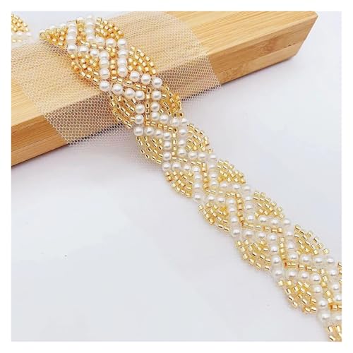 DYYEUAVT Spitzenbesatz mit goldenen Perlen, Applikationen, gewelltes Band, for Selbernähen, Stoffzubehör DYYEUAVT Spitzenbesatz mit goldenen Perlen, Applikationen, gewelltes Band, for Selbernähen, Stoffzubehör von DYYEUAVT