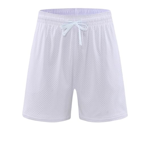 DYYEUAVT Sport-Shorts for Herren, Netzstoff, atmungsaktiv, schnelltrocknend, for Outdoor, Laufen, Training, Basketball, Fitness, Casual Shorts for Herren(White,XL) von DYYEUAVT