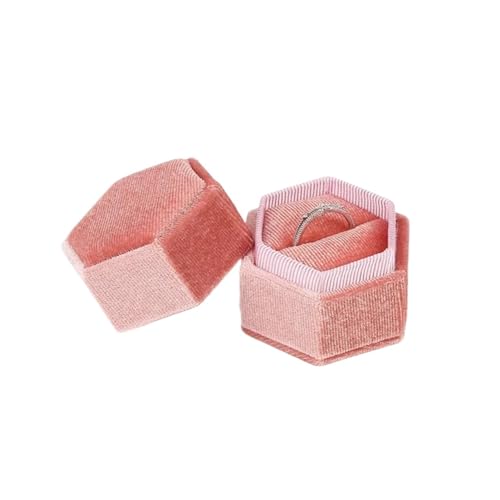 DYYEUAVT Vintage Achteckige quadratische Einzel- und Doppelringbox mit abnehmbarem Deckel, Aufbewahrungsbox for Ohrringe, Heiratsantrag, Ehering, Anhänger(Pink-S,Pendan Box) von DYYEUAVT