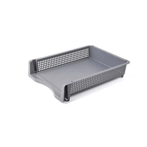 Dateibox Desktop A4 Dokumenten-Organizer Stapelbar Laminierte Kunststoffpapiere Rack Ablagefach for Home Office(Grey-320x250x70mm) von DYYEUAVT
