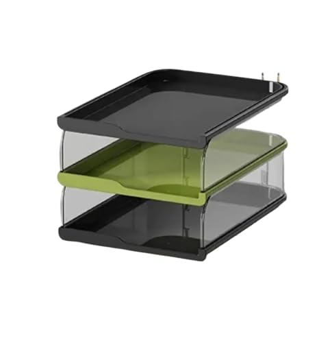 Desktop-Dateisortierer Organizer Journal Schreibtischbedarf Lagerregal(Green Black 3 Tier) von DYYEUAVT