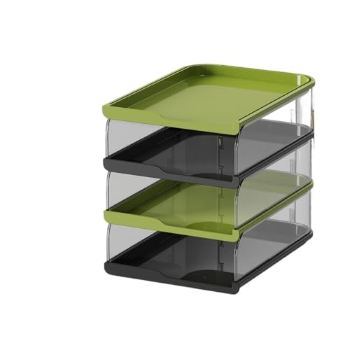 Desktop-Dateisortierer Organizer Journal Schreibtischbedarf Lagerregal(Green Black 4 Tier) von DYYEUAVT