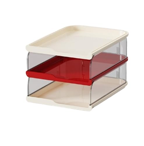 Desktop-Dateisortierer Organizer Journal Schreibtischbedarf Lagerregal(Red White 3 Tier) von DYYEUAVT