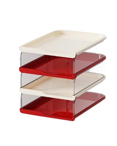Desktop-Dateisortierer Organizer Journal Schreibtischbedarf Lagerregal(Red White 4 Tier) von DYYEUAVT
