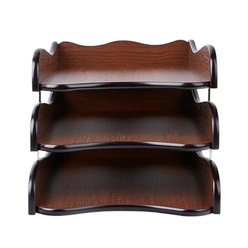 Holz-Posteingangsfach, 3-stufige Desktop-Aufbewahrungsbox for den Schreibtisch, stapelbares Akten- und Dokumentenregal for Büro, Zuhause, Schule, Zeitungen, Post von DYYEUAVT