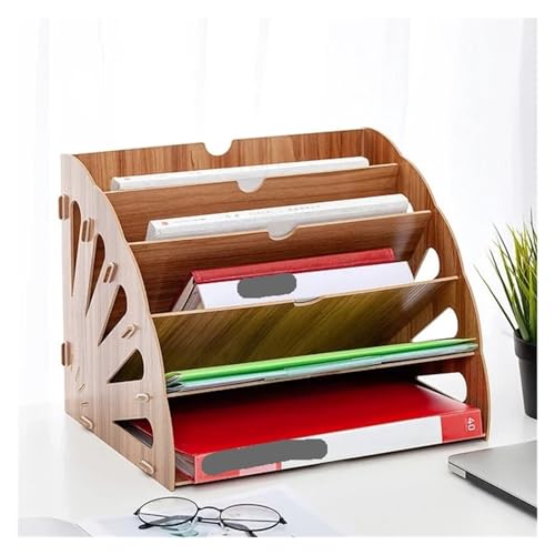 Mehrschichtiges stehendes Testpapierfach aus Holz, vertikaler Organizer, Aktenregal, A4-Datenspeicher, Büro-Schreibwarenordner(Color 01) von DYYEUAVT