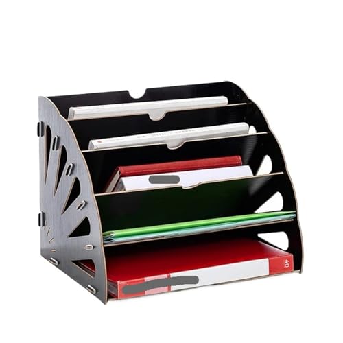 Mehrschichtiges stehendes Testpapierfach aus Holz, vertikaler Organizer, Aktenregal, A4-Datenspeicher, Büro-Schreibwarenordner(Color 02) von DYYEUAVT