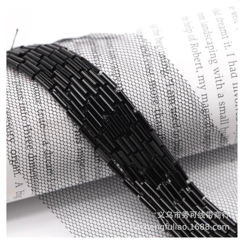 Robustes 9-reihiges Perlenrohr, handgefertigt, mit Perlen besetzte Spitzenbesatz, DIY-Gürtel, Haar-Accessoires, ethnische Kleidung, Damenbekleidungszubehör(Black) von DYYEUAVT
