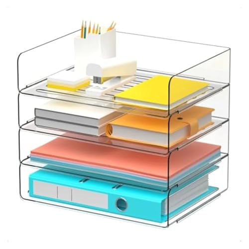 Schreibtisch-Organizer, stapelbar, Papier, Briefablage, Büro, Desktop-Dateihalter, Bücheraufbewahrung, Organisationsregal, transparent von DYYEUAVT