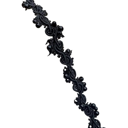 Weiße Perlen Spitzenbesatz Band Kristallband DIY Kragen Nähen Kleidungsstück Gürtel Hochzeitskleid Geflochtene Spitze Materialien Schwarz(10mm Black) von DYYEUAVT
