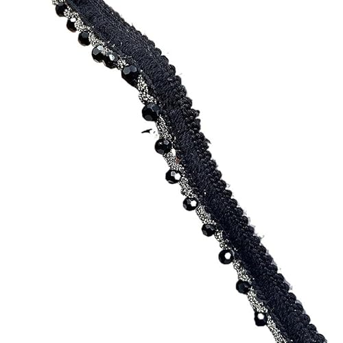 Weiße Perlen Spitzenbesatz Band Kristallband DIY Kragen Nähen Kleidungsstück Gürtel Hochzeitskleid Geflochtene Spitze Materialien Schwarz(13mm Black) von DYYEUAVT
