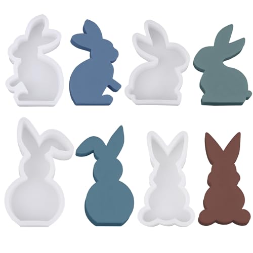 3D Silikonform Ostern Kaninchen Kerzen Gießformen,DIY Kaninchen Kerzenform für Kerzenherstellung Silikonformen Gießformen,Ostern Kaninchen Silikonform,Kaninchen Kuchenform (4 Stück) von DZAY