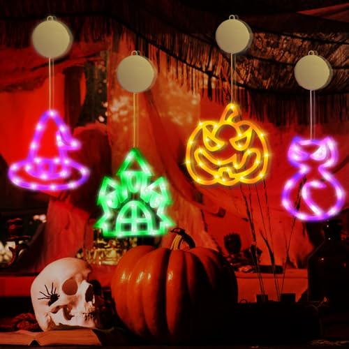 DZAY Halloween Dekorationen Led Fenster Licht,4 Stück Halloween Fensterlichter Hängende Lichterkette für Innen Aufhängen,Halloween Fensterlichter mit Saugnapf Lichterkette Fensterdekoration (4 Stück) DZAY Halloween Dekorationen Led Fenster Licht,4 Stück Halloween Fensterlichter Hängende Lichterkette für Innen Aufhängen,Halloween Fensterlichter mit Saugnapf Lichterkette Fensterdekoration (4 Stück) von DZAY