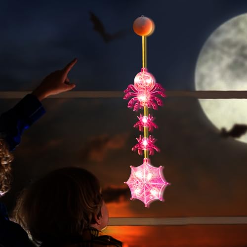 DZAY Halloween Dekorationen Led Fenster Licht,4 Stück Halloween Fensterlichter Hängende Lichterkette für Innen Aufhängen,Halloween Fensterlichter mit Saugnapf Lichterkette Fensterdekoration (Lila) von DZAY