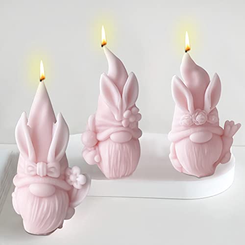 DZAY Ostern Wichtel Silikonform,3D Kerzenform Silikonform DIY Silikonform Kerze,Gießformen Silikon Für Tortendeko,Seife,Sojawachs Kerzen,Ostergeschenke Zwerg Kerze Formen Seifenform (3 STK) von DZAY