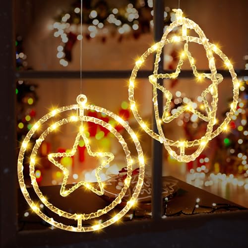 Fensterdeko Weihnachts Beleuchtung,8 Licht Modi Drehbare Hängeleuchte USB LED Sternfenster Weihnachtsstern Beleuchtung,Weihnachten Lichter für Party Weihnachtsdeko Innen Außen (Stern) von DZAY