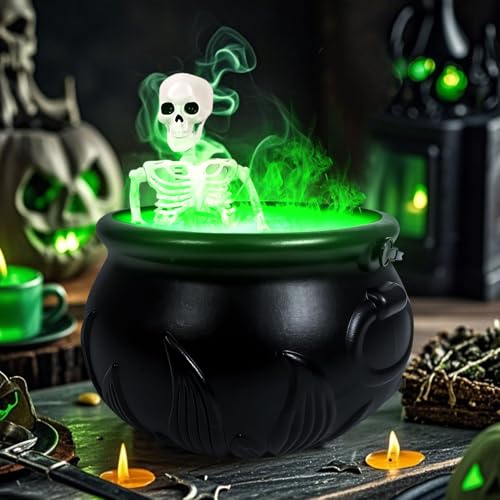 Halloween Deko Outdoor Hexenkessel mit Nebelmaschine,Halloween Witches Cauldron Kunststoff Großer Hexentopf mit Beleuchtung,Hexenkessel Süßigkeiten Kessel Halloween Partys Dekoration von DZAY