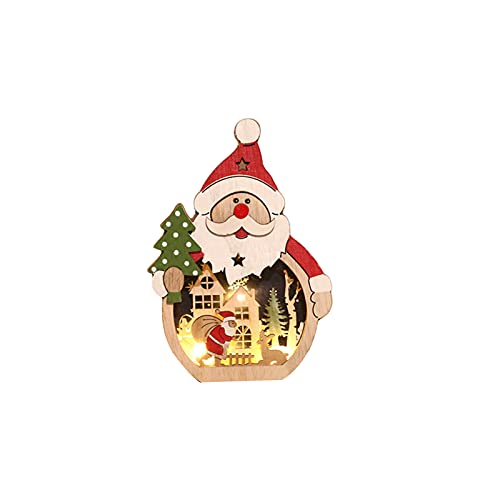 Holz Weihnachtsmann Figur Dekofiguren Weihnachten,Weihnachtsmann Nikolaus LED Schneemann Dekofigur,Holzfiguren Beleuchtung Tischdeko Weihnachten Weihnachts Deko Kinderzimmer Dekoration Ornamente (A) von DZAY