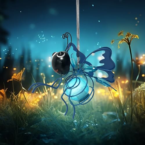 Solar Deko Garten Bienen Solarleuchte Außen Gartendeko Lichterketten,Honigbiene Solar Tiere für Außen Garten Deko Solarlampen,Solarfiguren Bee Licht Gartenleuchten für Garden,Terrasse,Balkon (Blau) von DZAY