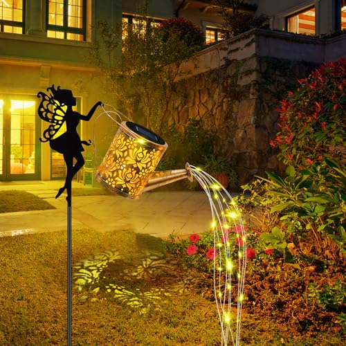 Solar Giesskanne für Außen,Solar Lichterkette Aussen Garten Deko,Led Solar Gartendeko Solarlaterne,Wasserdicht LED Lichterketten für Außen Gartenbeleuchtung,Rasen,Terrasse Aussenleuchte (Fee) von DZAY
