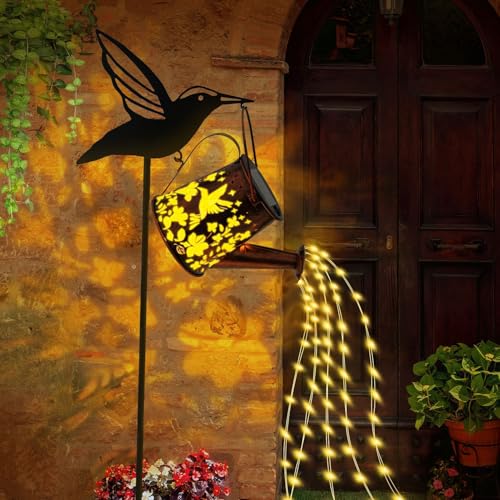 Solar Giesskanne für Außen,Solar Lichterkette Aussen Garten Deko,Led Solar Gartendeko Solarlaterne,Wasserdicht LED Lichterketten für Außen Gartenbeleuchtung,Rasen,Terrasse Aussenleuchte (Vogel) von DZAY