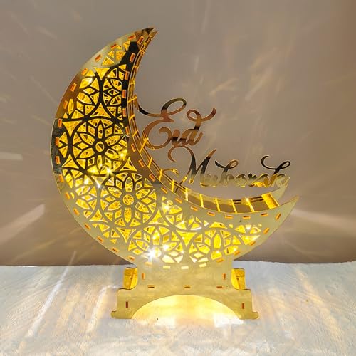 Ramadan Deko Mondlampe Tischdekoration,LED Ramadan Lichterkette Ramadan Dekoration Lamp Mond Stern Nachtlichter,Umrah Mubarak Deko Halbmond Ramadan Lantern für Eid Mubarak Partys von DZAY