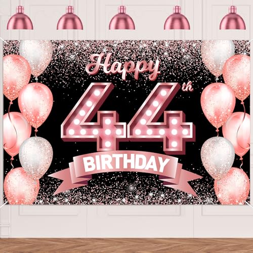 "Happy 44th Birthday" rotgoldener Banner, Hintergrund, Prost bis 44 Jahre, Konfetti-Luftballons, Themen-Dekor-Dekorationen für Frauen, 44 Jahre, Rosa, Geburtstagsparty, Geburtstag, Geburtstag "Happy 44th Birthday" rotgoldener Banner, Hintergrund, Prost bis 44 Jahre, Konfetti-Luftballons, Themen-Dekor-Dekorationen für Frauen, 44 Jahre, Rosa, Geburtstagsparty, Geburtstag, Geburtstag von DZTRELFK