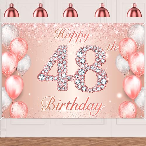 "Happy 48th Birthday" rotgoldenes Banner "Cheers to 48 Years Old Backdrop Confetti Balloons Theme Decor for Women 48 Years Old Pink Birthday Party Decorations Bday Supplies Background Favors Gift "Happy 48th Birthday" rotgoldenes Banner "Cheers to 48 Years Old Backdrop Confetti Balloons Theme Decor for Women 48 Years Old Pink Birthday Party Decorations Bday Supplies Background Favors Gift von DZTRELFK