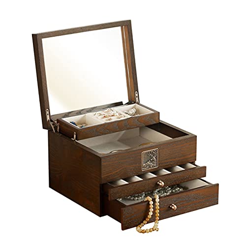 DZYHFCO Make-up-Organizer, Luxus-Holz-Schmuckschatulle, Samt, für Halsketten, Ringe, Ohrringe, Uhren, Schmuck DZYHFCO Make-up-Organizer, Luxus-Holz-Schmuckschatulle, Samt, für Halsketten, Ringe, Ohrringe, Uhren, Schmuck von DZYHFCO