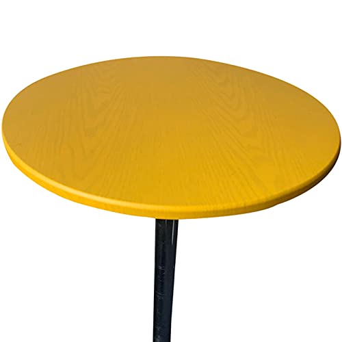 DZYP Runde Tischdecke Elastische Tischtuch Wasserdicht Abwischbar Passform Tischabdeckung Für Haus GartenTerrasse Innen Außen (Gelb,Durchmesser 100cm) von DZYP