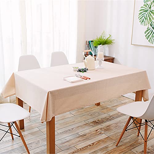 DZYP Tischdecke Rechteckig Solide Farbe Baumwolle Leinen Schwere Knitterfrei Staubdicht Tischtuch Abdeckung Für Essen Tischplatte Parteien Dekoration. (90x130cm,Creme) von DZYP