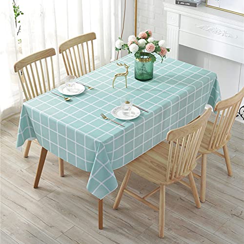 Rechteckige Tischdecke, Vinyl, PVC, kariert, wasserdicht, ölabweisend, abwischbar, Wachstuch, für Esszimmer/Garten/Picknick, Wachstuch, Blaugrün, 140 x 180 cm Rechteckige Tischdecke, Vinyl, PVC, kariert, wasserdicht, ölabweisend, abwischbar, Wachstuch, für Esszimmer/Garten/Picknick, Wachstuch, Blaugrün, 140 x 180 cm von DZYP