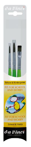 da Vinci Student Serie 4209 - Schule und Kindergarten Malerpinsel-Set, Synthetik mit grünem Griff, 3 Pinsel von DA VINCI