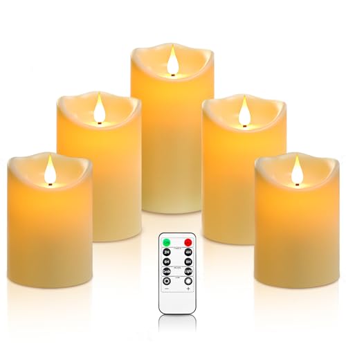 Da by LED Kerzen Kerze Höhe 10 cm × 2, 13,5 cm × 2, 16,5 cm × 1, Durchmesser 8 cm, 5PCS neueste Batterie Kerze von Da by