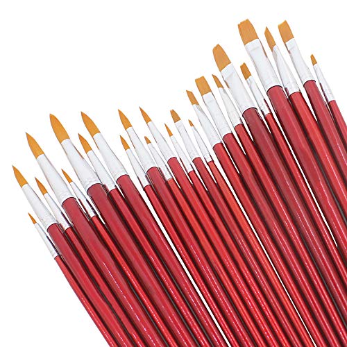 DaKuan Nylon-Pinsel-Set, 24 Stück, Premium-Acryl-Pinselstift, rund, flach, Malerpinsel-Set für Künstler, Kinder, Klassenzimmer von DaKuan