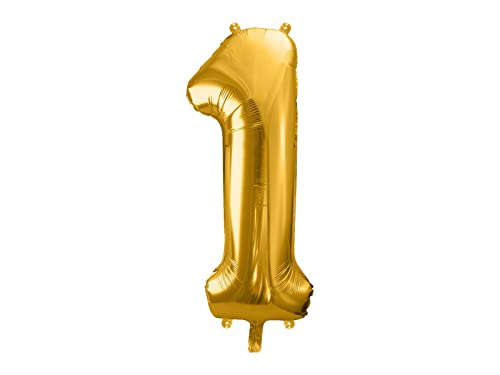 DaLoKu Luftballon Zahl 86cm XXL Folienballon Geburtstag Alter Silvester Dekoration Party, Farbe: Zahl 1 - Gold von DaLoKu