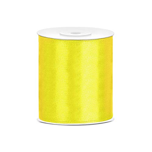 DaLoKu Satinband 6/12/25/38/50/100mm x 25m Geschenkband Schleifenband, Größe: 100mm x 25m, Farbe: Gelb von DaLoKu