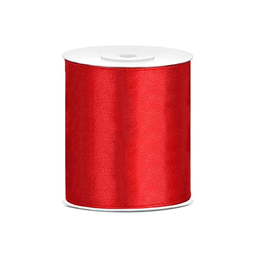 DaLoKu Satinband 6/12/25/38/50/100mm x 25m Geschenkband Schleifenband, Größe: 100mm x 25m, Farbe: Rot von DaLoKu
