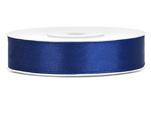 DaLoKu Satinband 6/12/25/38/50/100mm x 25m Geschenkband Schleifenband, Größe: 12mm x 25m, Farbe: Dunkelblau von DaLoKu