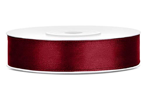 DaLoKu Satinband 6/12/25/38/50/100mm x 25m Geschenkband Schleifenband, Größe: 12mm x 25m, Farbe: Dunkelrot von DaLoKu