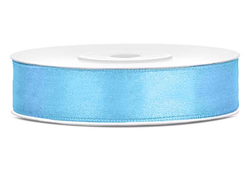 DaLoKu Satinband 6/12/25/38/50/100mm x 25m Geschenkband Schleifenband, Größe: 12mm x 25m, Farbe: Hellblau von DaLoKu