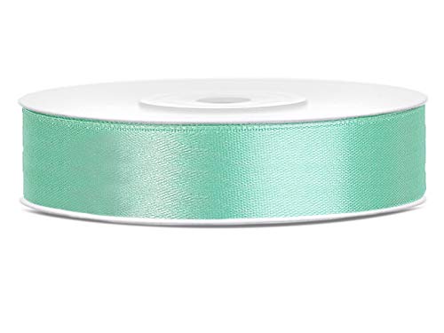 DaLoKu Satinband 6/12/25/38/50/100mm x 25m Geschenkband Schleifenband, Größe: 12mm x 25m, Farbe: Mint von DaLoKu
