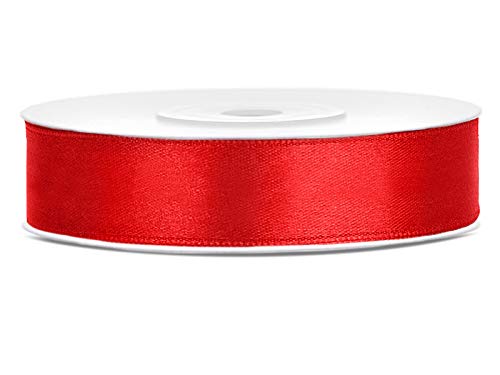 DaLoKu Satinband 6/12/25/38/50/100mm x 25m Geschenkband Schleifenband, Größe: 12mm x 25m, Farbe: Rot von DaLoKu