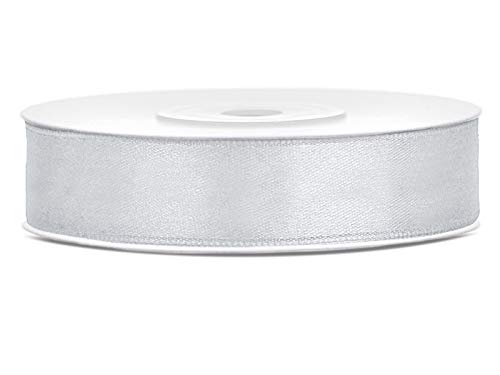 DaLoKu Satinband 6/12/25/38/50/100mm x 25m Geschenkband Schleifenband, Größe: 12mm x 25m, Farbe: Silber DaLoKu Satinband 6/12/25/38/50/100mm x 25m Geschenkband Schleifenband, Größe: 12mm x 25m, Farbe: Silber von DaLoKu